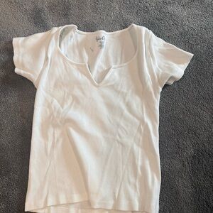 John galt white v neck t shirt one size